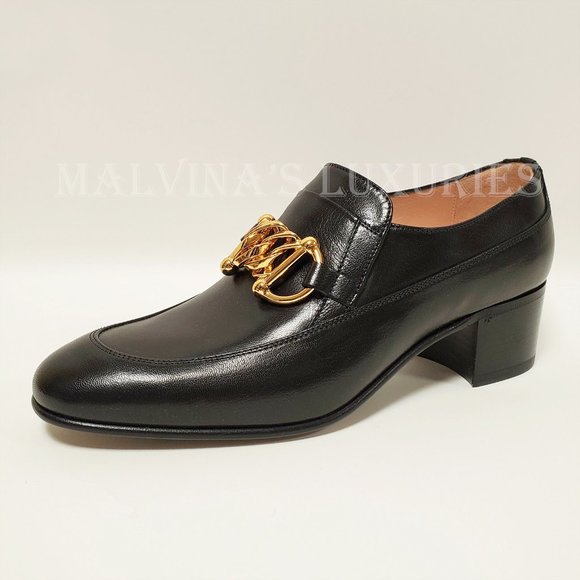 GUCCI SHOES EBAL BLACK LEATHER HORSEBIT CHAIN LOAFERS ICE LOLLY sz 39 9 US - Picture 12 of 16